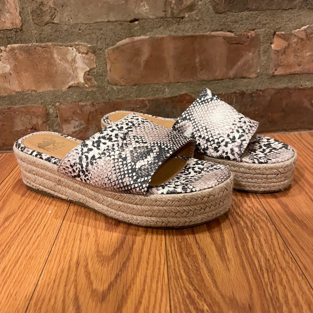 Camel Toes Espadrille Platform Slide Sandals Snake Print Slip On Shoes 9
